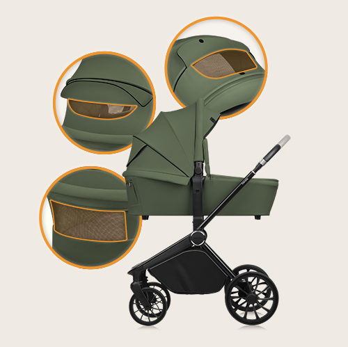 Lionelo Mika Plus 3w1 Green Olive — Wózek wielofunkcyjny
